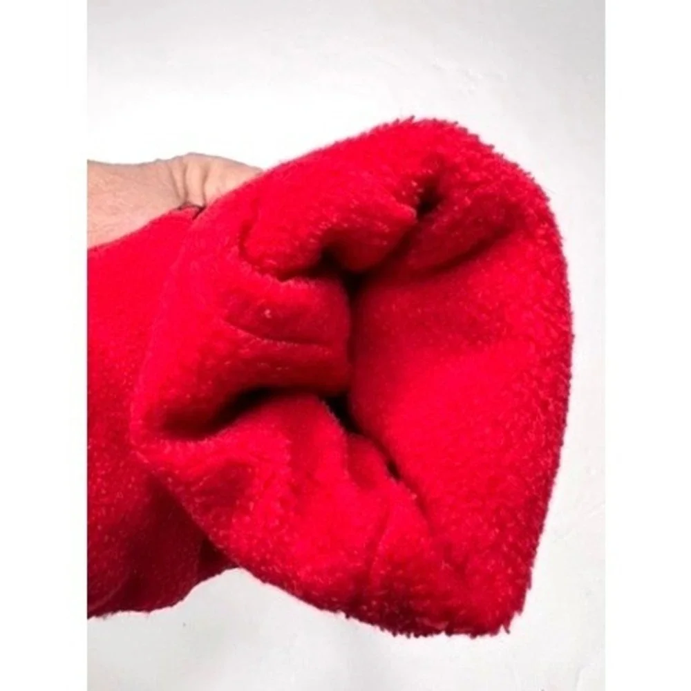 Casual Corner Women's Fleece Gloves LARGE Red Snowflake Blanket Stitch Vintage